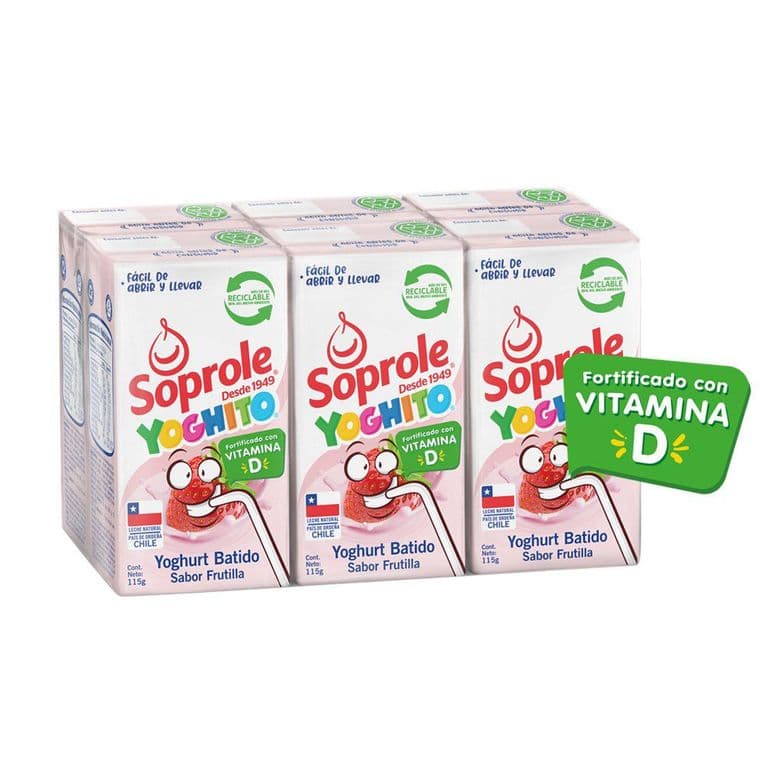 Pack 6 un. Yogurt Batido Soprole Frutilla 115 g