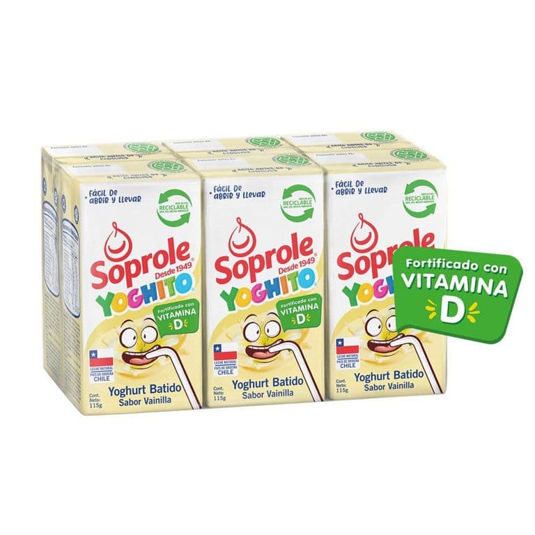 Pack 6 un. Yogurt Batido Soprole Vainilla 115 g