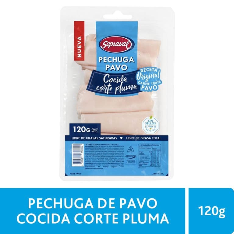Pechuga Pavo Cocida Corte Pluma Sopraval 120 g