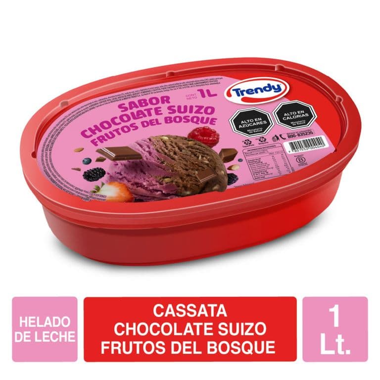 Helado de Leche Trendy Sabor Chocolate Suizo y Frutos del Bosque 1 L