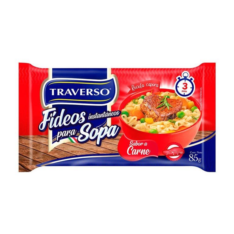 Fideos Instantáneos Traverso Sachet Carne 85 g