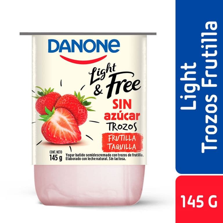 Yogurt Batido Danone Light & Free Trozos Frutilla 145 g