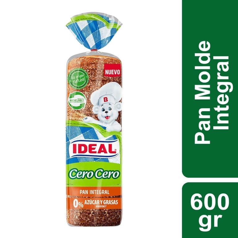 PAN INTEGRAL CERO CERO 600G IDEAL