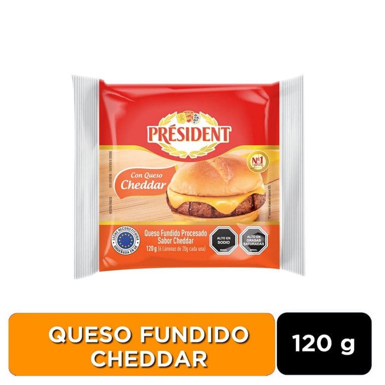 QUESO FUNDIDO CHEDDAR PRESIDENT 120 GR