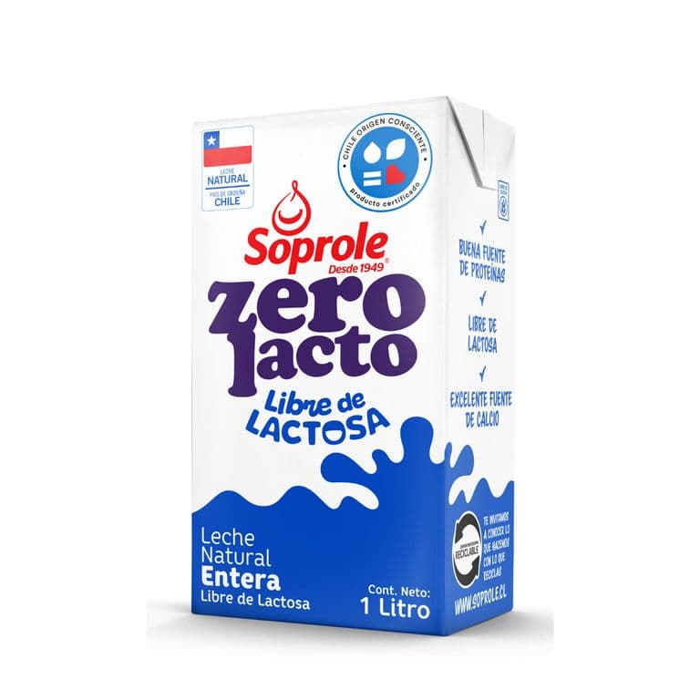 Leche Natural Entera Zerolacto Soprole 1 L