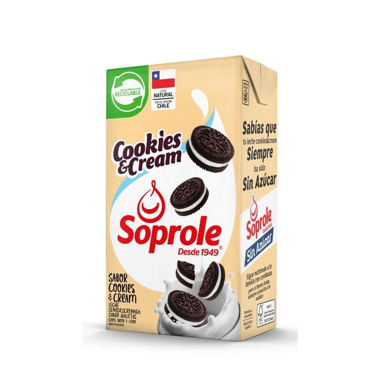 Leche Soprole Semidescremada Cookies And Cream 1 L