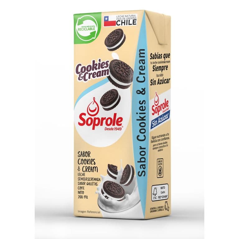 Leche Soprole Semidescremada Cookies And Cream 200 ml