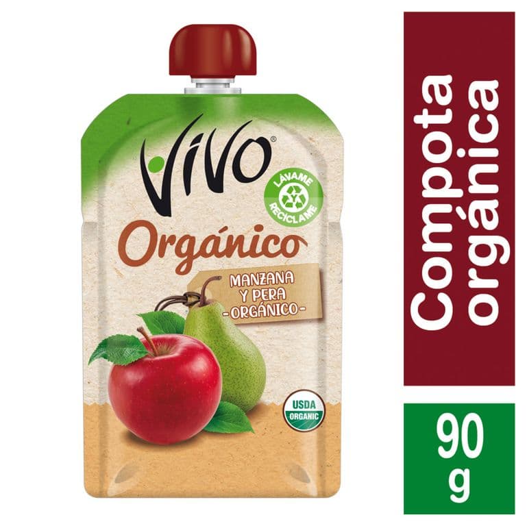 Compota Orgánica Vivo Manzana y Pera 90 g