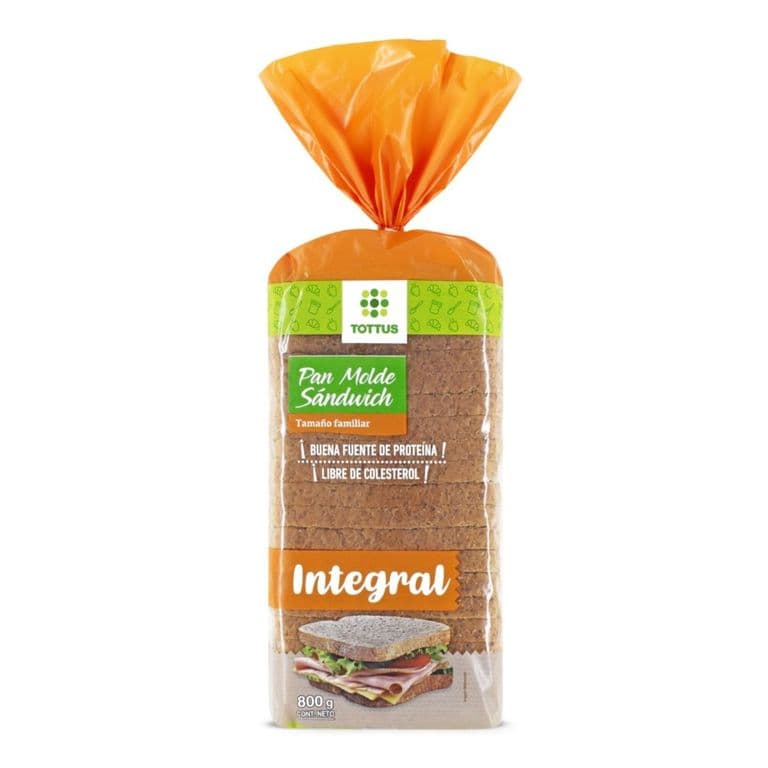 Pan De Molde Sándwich Integral 1 Un, 800 g