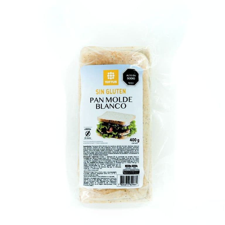 Pan de Molde Blanco Sin Gluten Tottus 400 g