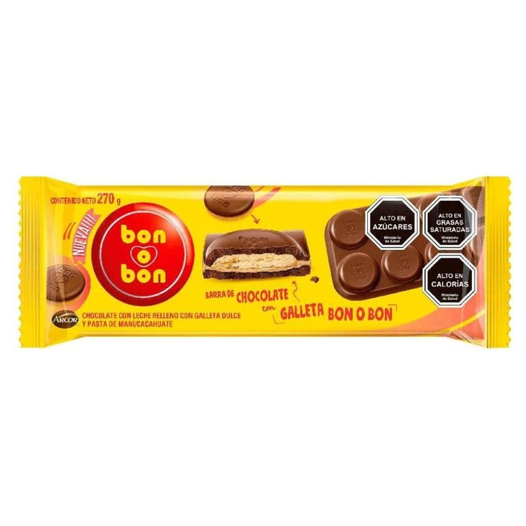 Barra de Chocolate de Leche con Galleta Bon o Bon 270 g
