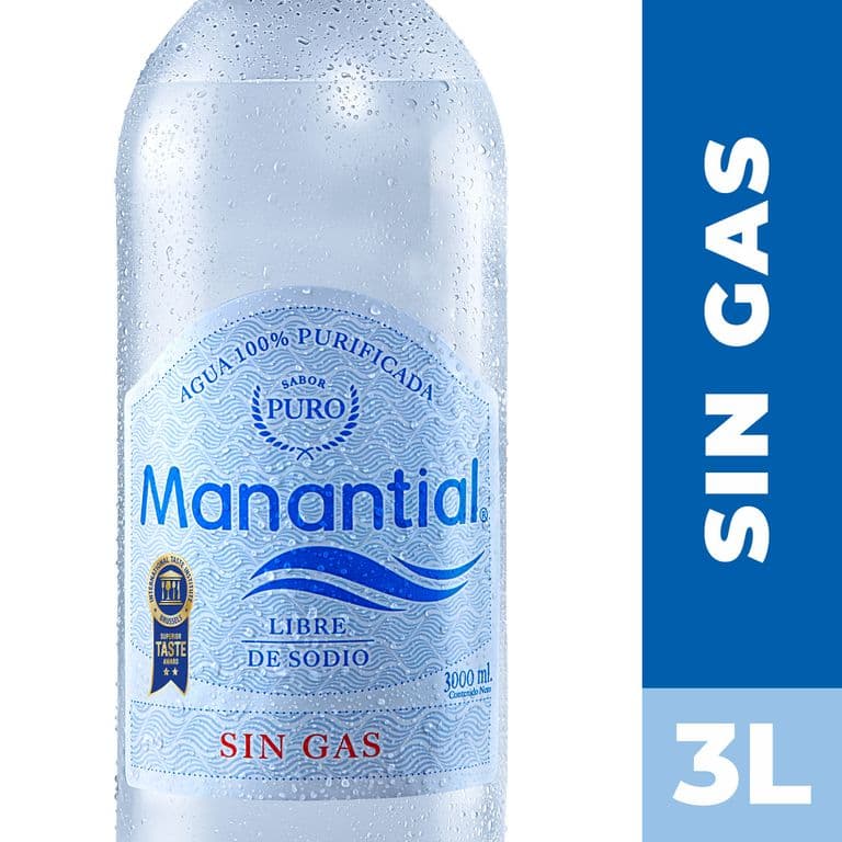 Agua sin Gas Manantial 3 L