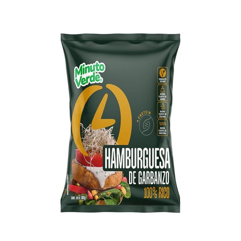 Hamburguesa Vegetal de Garbanzos Minuto Verde 100 g