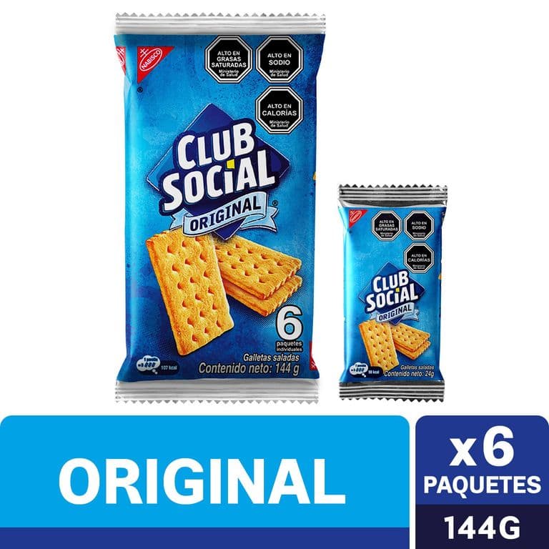 Pack 6 un. Galletas Saladas Club Social Original 144 g