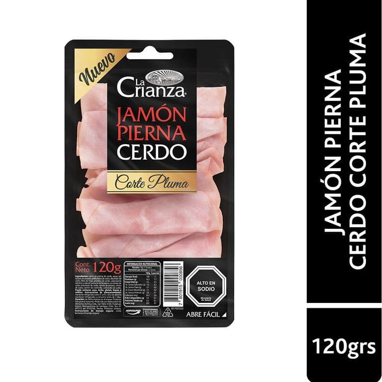 Jamón de Pierna Cerdo Corte Pluma La Crianza 120 g