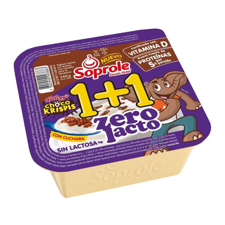Yogurt Soprole 1+1 Sin Lactosa Choco Krispis 140 g