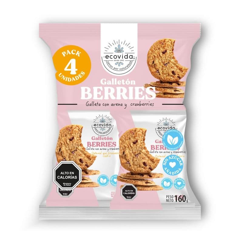 Pack Galletón Ecovida Berries Sin Azúcar 160 g