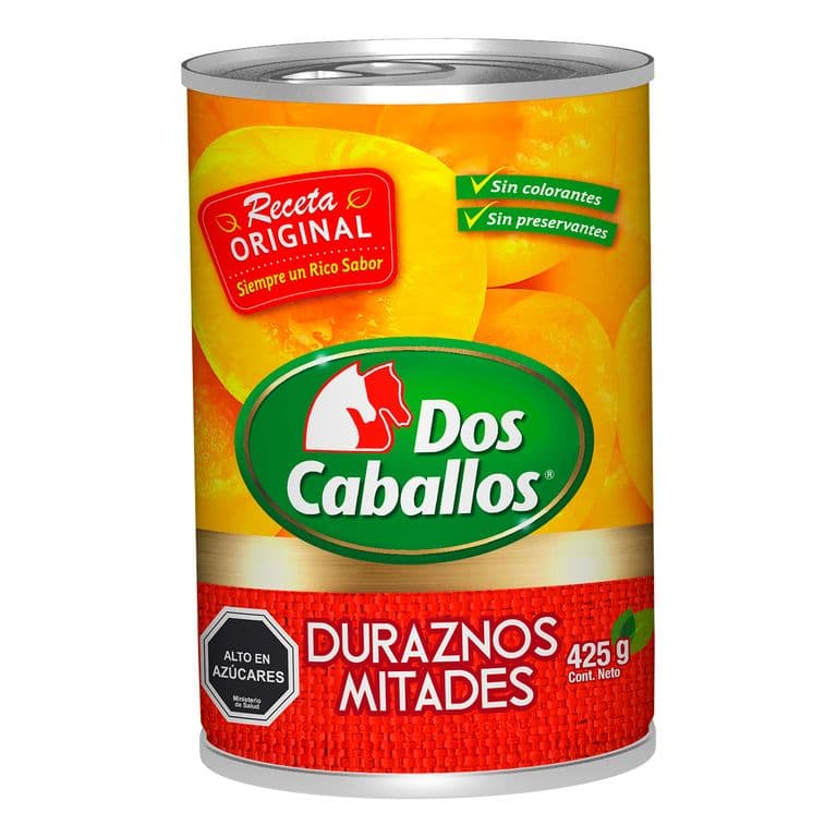 Duraznos en Conserva Dos Caballos Mitades 250 g drenado