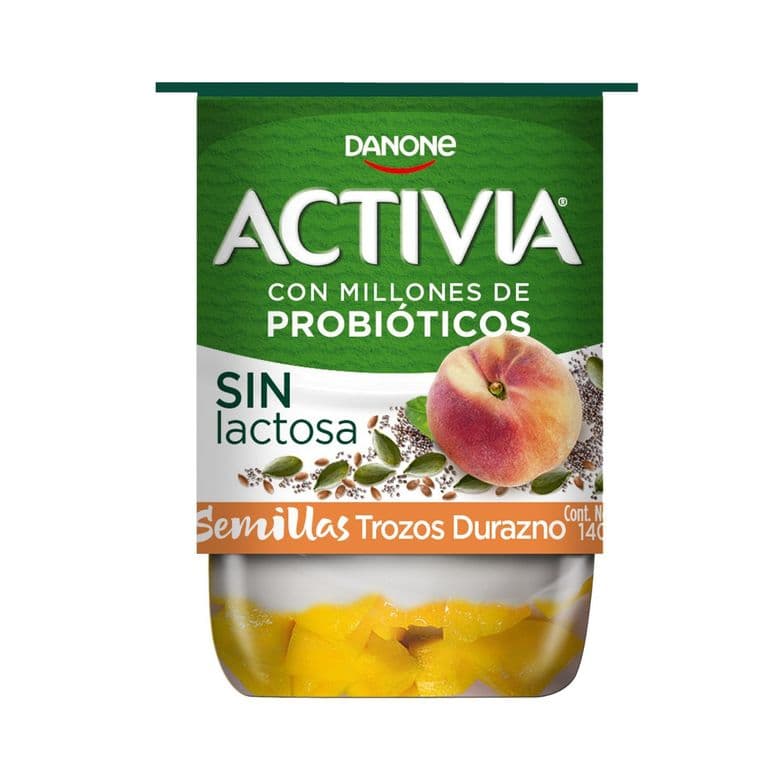 Yogurt Activia Semillas-Trozos Durazno Sin Lactosa 140 g