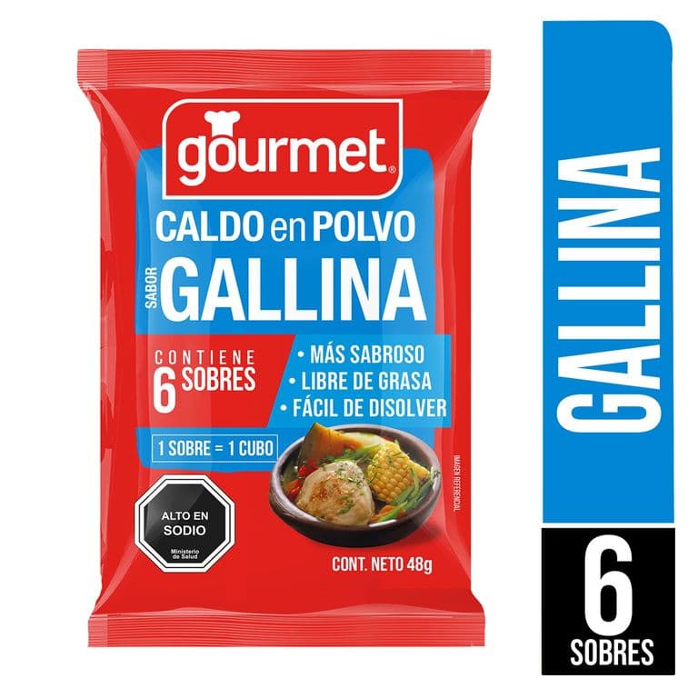 Caldo Polvo Gourmet Gallina 48 g 6 un.
