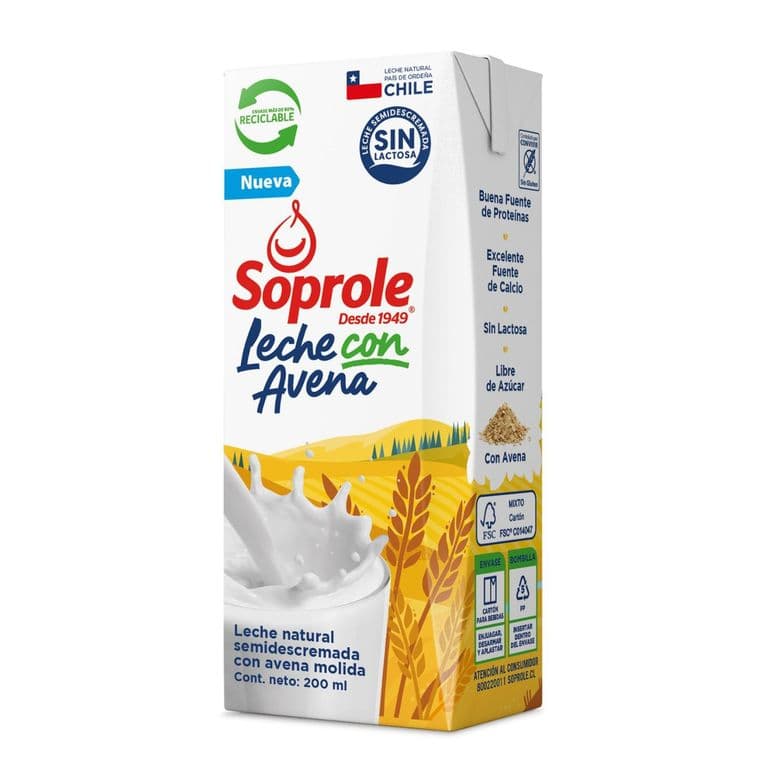 Leche Semidescremada con Avena Soprole 200 ml