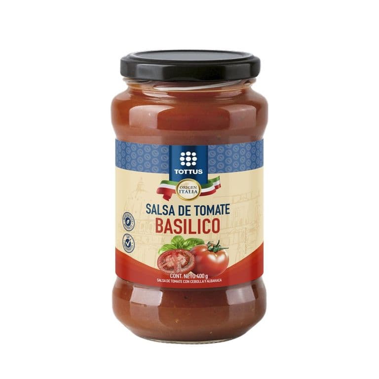Salsa de Tomate Basilico con Cebolla y Albahaca Tottus 400 g