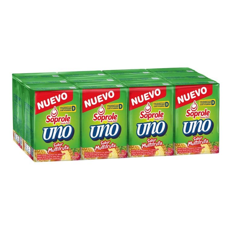 Pack Probióticos Uno Sabor Multifruta Soprole 12 x 80 ml