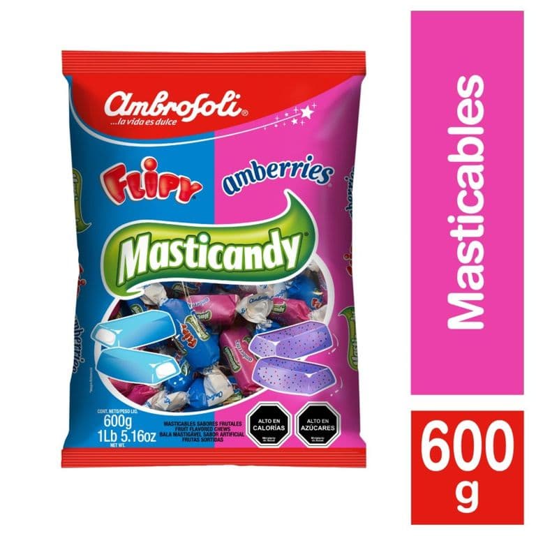 Caramelos Masticables Masticandy Flipy y Amberries Ambrosoli 600 g