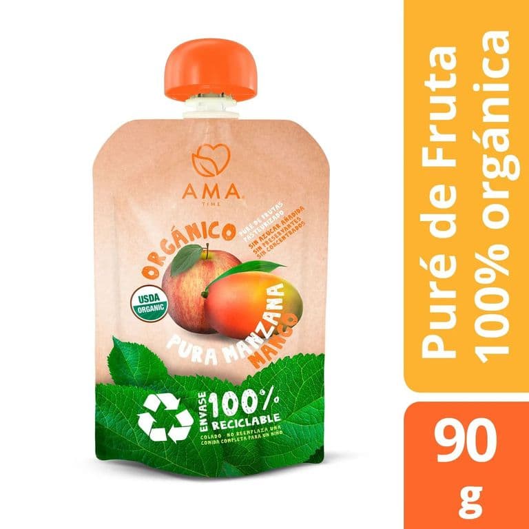Puré de Manzana y Mango Orgánico Ama 90 g