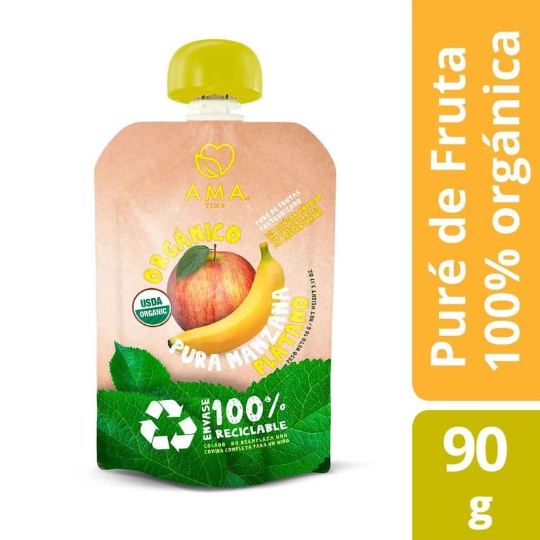 Puré de Manzana y Plátano Orgánico Ama 90 g
