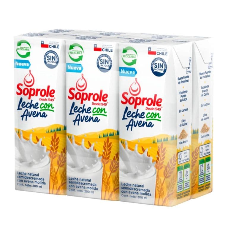 Pack Leche Semidescremada con Avena Soprole 6 x 200 ml