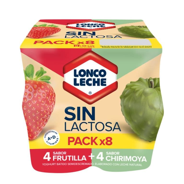 Pack 8 un. Yogurt Loncoleche Sin Lactosa 120 g