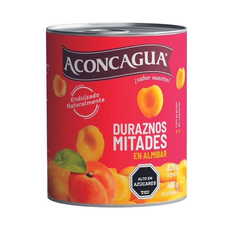 Duraznos Aconcagua Mitades 480 g drenado, 820 g neto