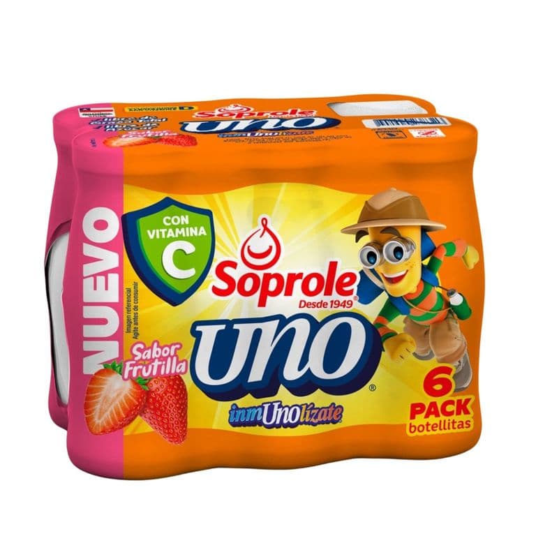 Pack 6 un. Probiótico Uno Frutilla Vitamina C 80 ml