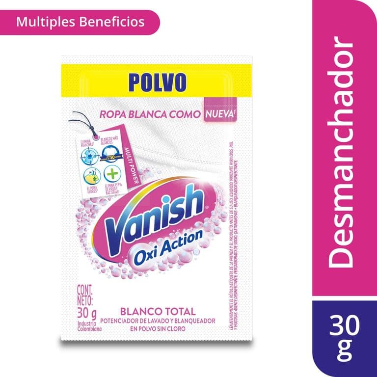 Quitamanchas en Polvo Blanco Total Vanish 30 gr
