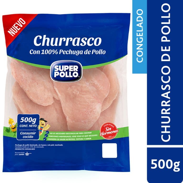 Churrascos de Pechuga de Pollo Congelado Super Pollo 500 g