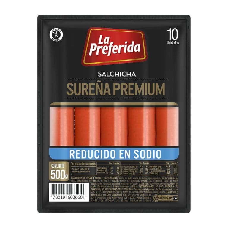 Salchichas Sureñas Premium Reducidas en Sodio La Preferida 10 Un