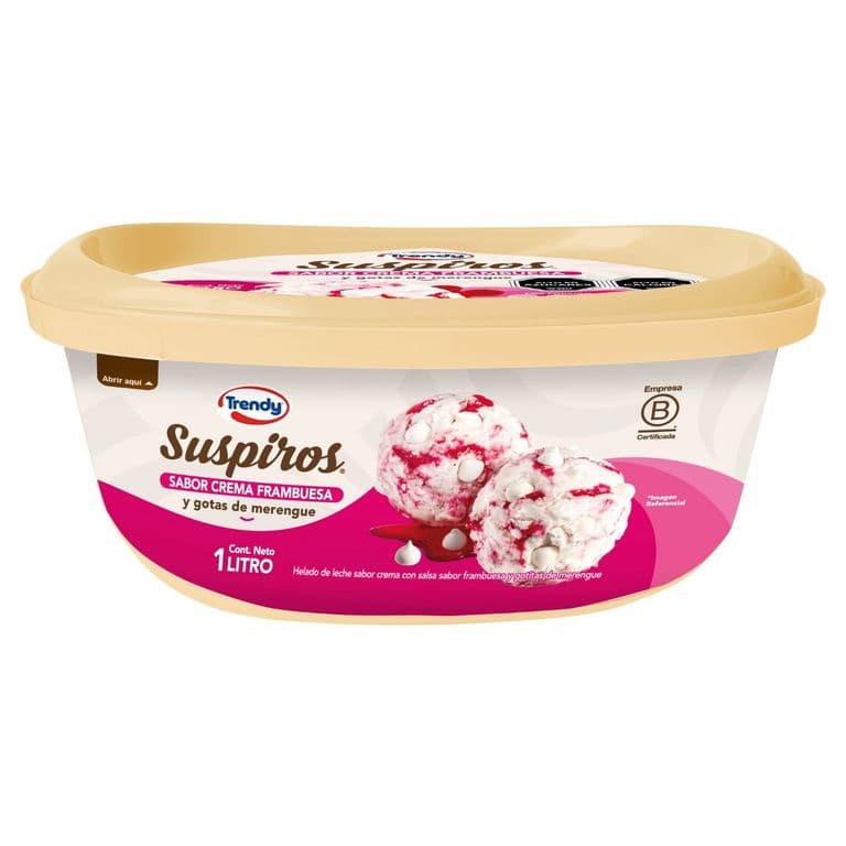 Helado de Leche Suspiros Sabor Crema Frambuesa Cassata Trendy 1 Lt