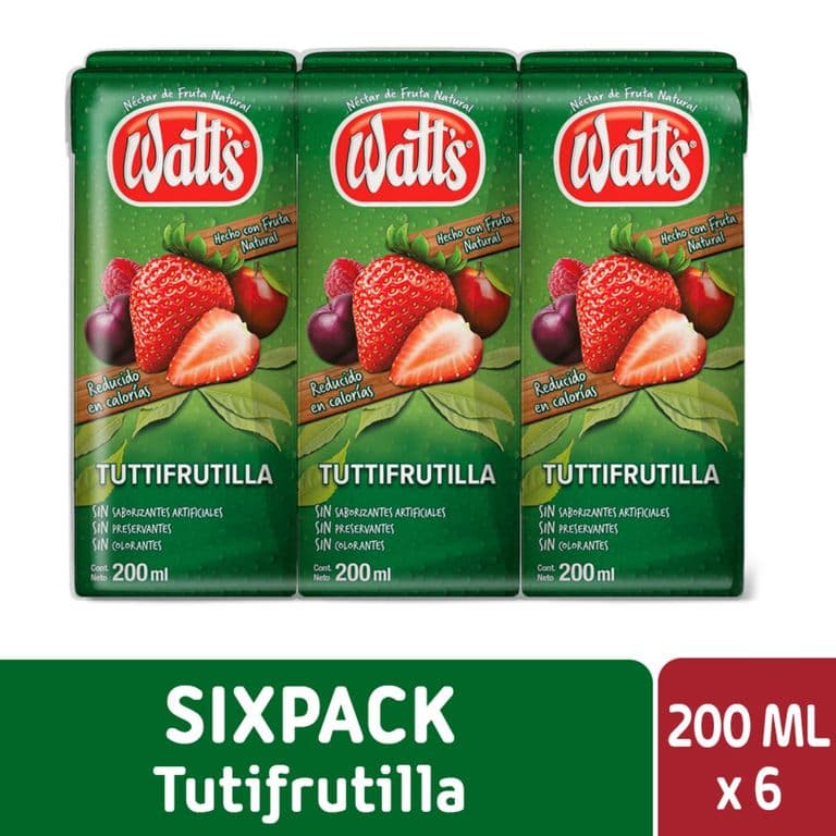 Sixpack Jugo Néctar Sabor Tuttifrutilla Watts 6 x 200 ml