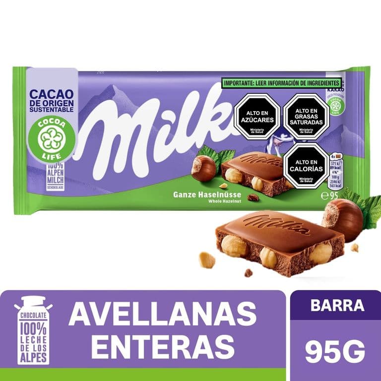 Chocolate Milka Relleno con Avellanas Enteras 95 g
