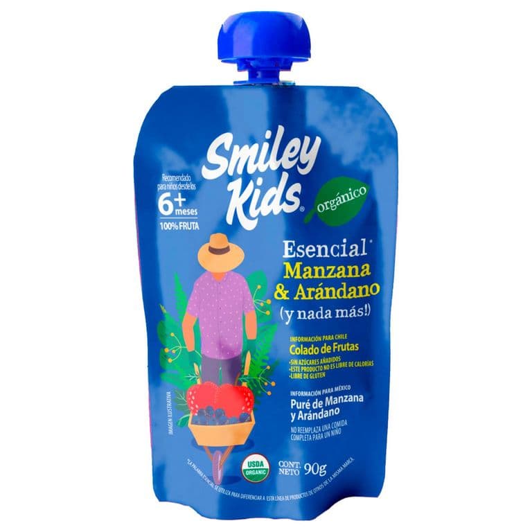 Compota Orgánico Smiley Kids Manzana Arándano 90 gr