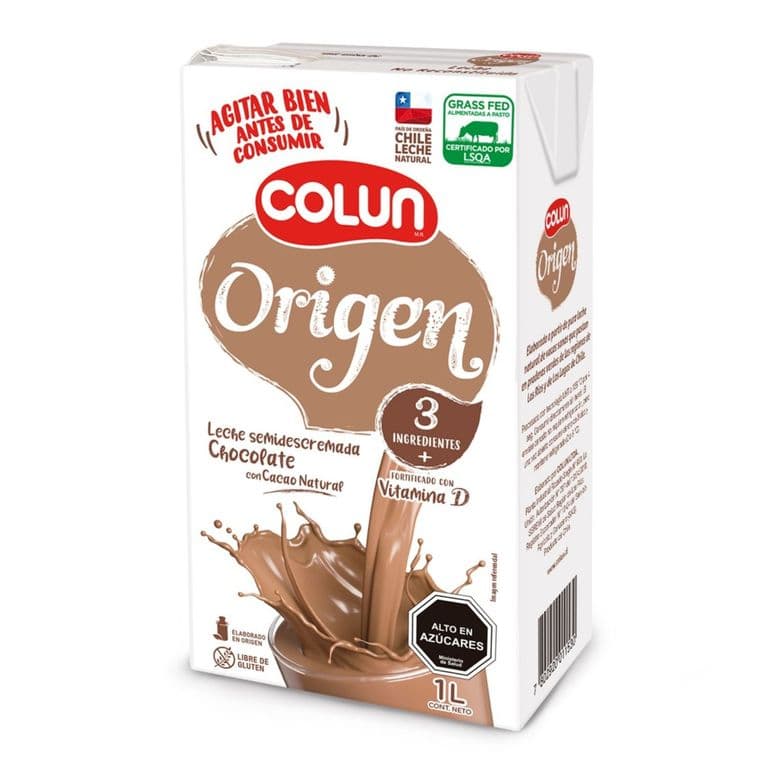 Leche Semidescremada Origen Sabor Chocolate Colun 1 L