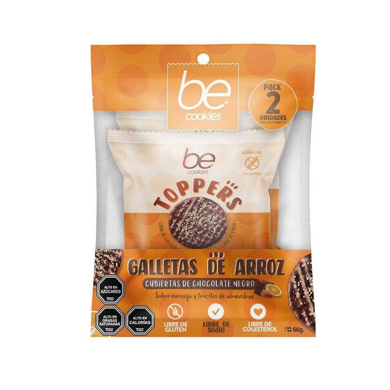 Galletas de Arroz Cubiertas de Chocolate Negro, 66 g