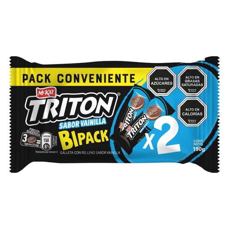 Pack 2 un. Galleta Tritón Sabor Vainilla 95 g