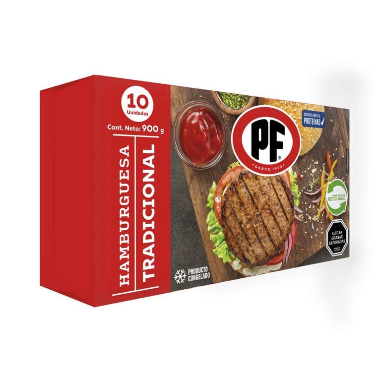 Pack 10 un. Hamburguesa PF Vacuno 900 g