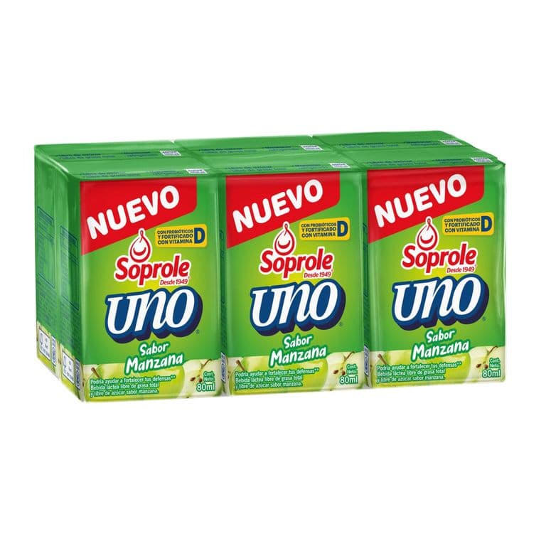 Pack 6 un. Bebida Láctea Uno Manzana 80 ml