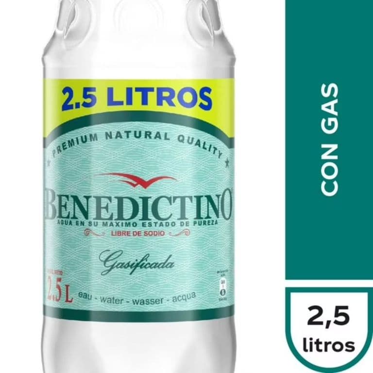 Agua Purificada Con Gas Benedictino 2.5 L