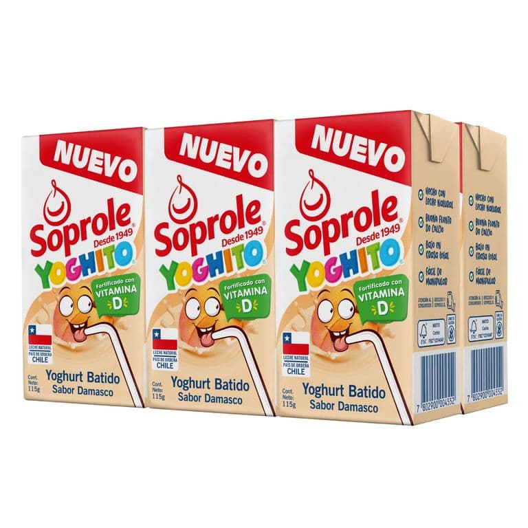 Yogurt Soprole Yoghito Damasco 115 ml 6 un.