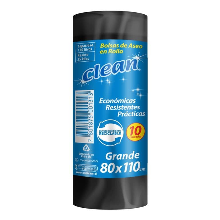 Bolsa de Basura Grande 80x110 Clean 10 un