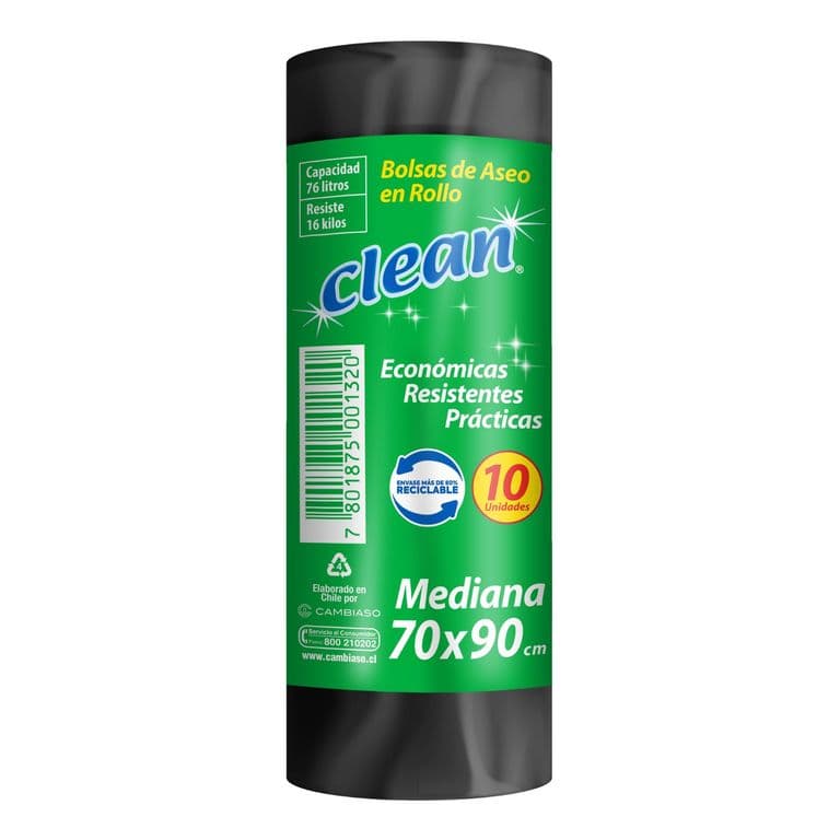 Bolsa de Basura Mediana 70x90 Clean 10 un